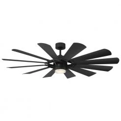 Wyndmill 65 in. 12-Blade Smart Matte Black Ceiling Fan 3000K Integrated LED and Remote Control by Modern Forms