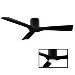 Aviator Indoor/Outdoor 3-Blade Smart Flush Mount Ceiling Fan 54 in. Matte Black LED Light Kit Adaptable with Remote by Modern Forms -Spitzer Sales Store matte black modern forms ceiling fans without lights fh w1811 54 mb 4f 1000