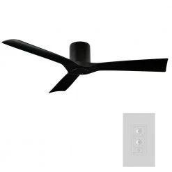 Aviator Indoor/Outdoor 3-Blade Smart Flush Mount Ceiling Fan 54 in. Matte Black LED Light Kit Adaptable with Remote by Modern Forms -Spitzer Sales Store matte black modern forms ceiling fans without lights fh w1811 54 mb c3 1000