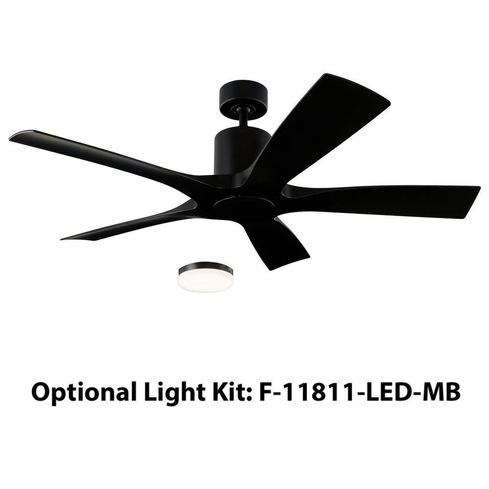 Aviator 54 in. Indoor/Outdoor Matte Black Smart Ceiling Fan with Wall Control by Modern Forms 6 Aviator 54 in. Indoor/Outdoor Matte Black Smart Ceiling Fan with Wall Control by Modern Forms - Image 4