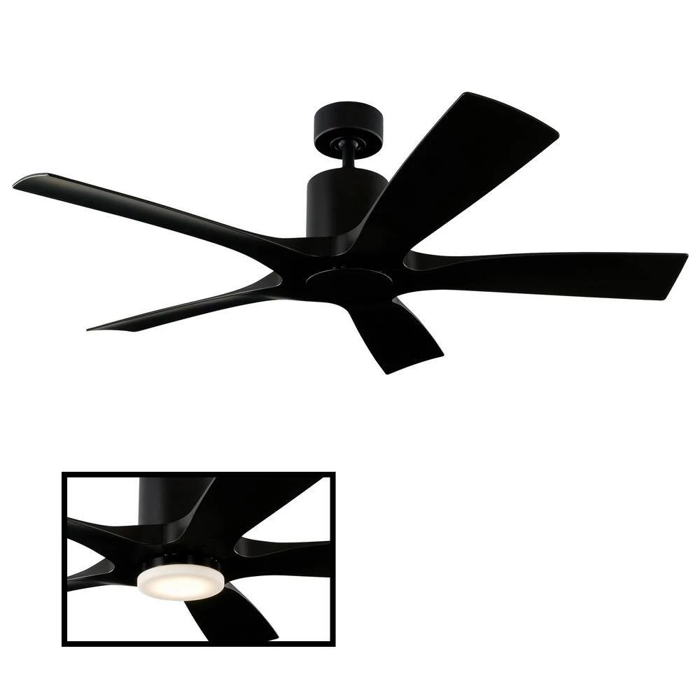 Aviator 54 in. Indoor/Outdoor Matte Black Smart Ceiling Fan with Wall Control by Modern Forms 5 Aviator 54 in. Indoor/Outdoor Matte Black Smart Ceiling Fan with Wall Control by Modern Forms - Image 3