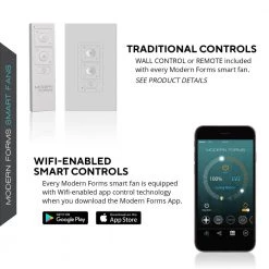 Tip Top 44 in. LED Indoor/Outdoor Matte White 3-Blade Smart Flush Mount Ceiling Fan with Light Kit and Remote Control by Modern Forms -Spitzer Sales Store matte white modern forms ceiling fans with lights fh w2004 44l mw 44 1000