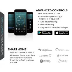 Tip Top 44 in. LED Indoor/Outdoor Matte White 3-Blade Smart Flush Mount Ceiling Fan with Light Kit and Remote Control by Modern Forms -Spitzer Sales Store matte white modern forms ceiling fans with lights fh w2004 44l mw fa 1000