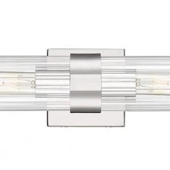 18 in. 2-Light Polished Nickel Vanity Light with Clear Ribbed Glass Shade by Cordelia Lighting -Spitzer Sales Store polished nickel cordelia lighting vanity lighting 2631 326 a0 1000