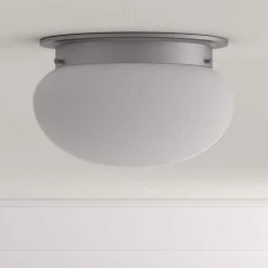 1-Light Satin Nickel Flush Mount with White Shade by Cordelia Lighting -Spitzer Sales Store satin nickel cordelia lighting flush mount lights 4731 62 40 1000