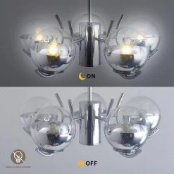 5-Light Silver Post-Modern Chandelier with Clear Glass Globes by Magic Home -Spitzer Sales Store silver magic home chandeliers mh lch 22004 1f 1000