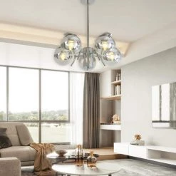 5-Light Silver Post-Modern Chandelier with Clear Glass Globes by Magic Home -Spitzer Sales Store silver magic home chandeliers mh lch 22004 31 1000