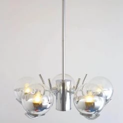 5-Light Silver Post-Modern Chandelier with Clear Glass Globes by Magic Home -Spitzer Sales Store silver magic home chandeliers mh lch 22004 44 1000
