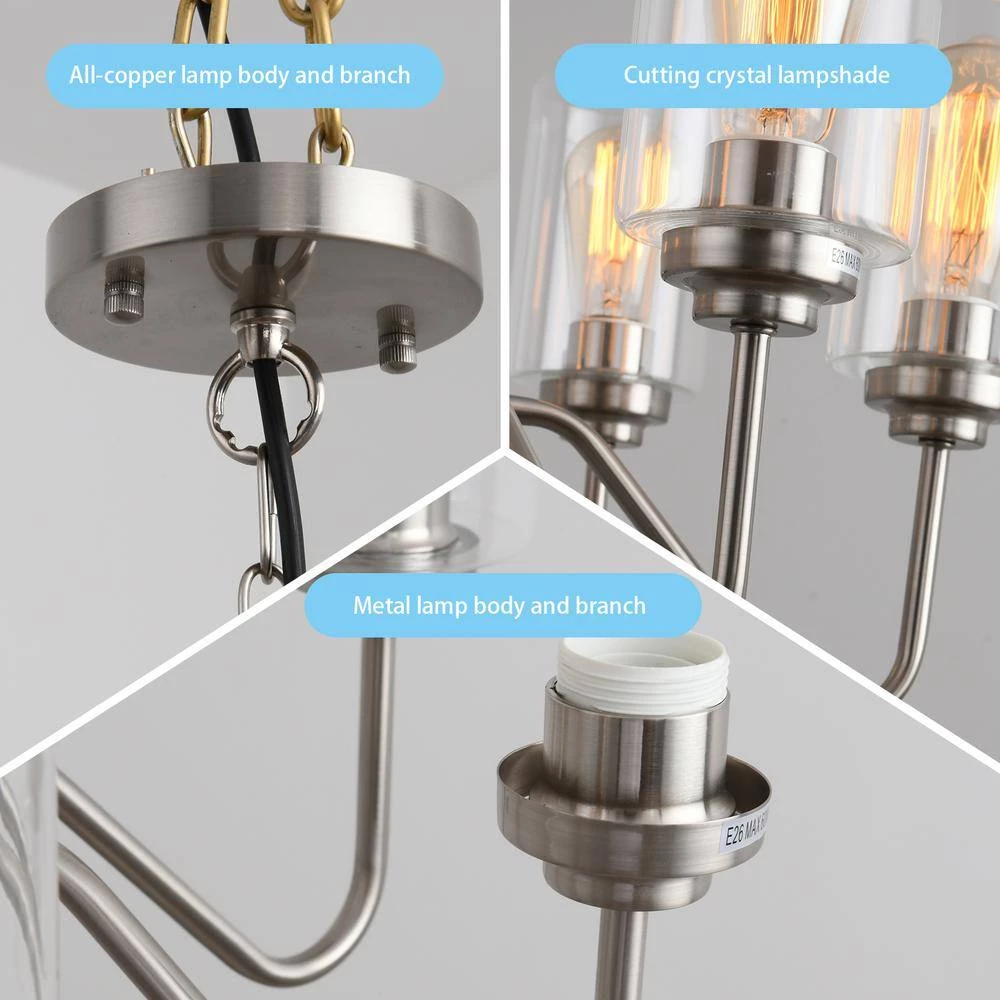 5-Light Silver Sputnik Sphere Chandelier with Shade by Magic Home 8 5-Light Silver Sputnik Sphere Chandelier with Shade by Magic Home - Image 6