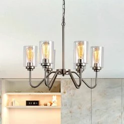 5-Light Silver Sputnik Sphere Chandelier with Shade by Magic Home