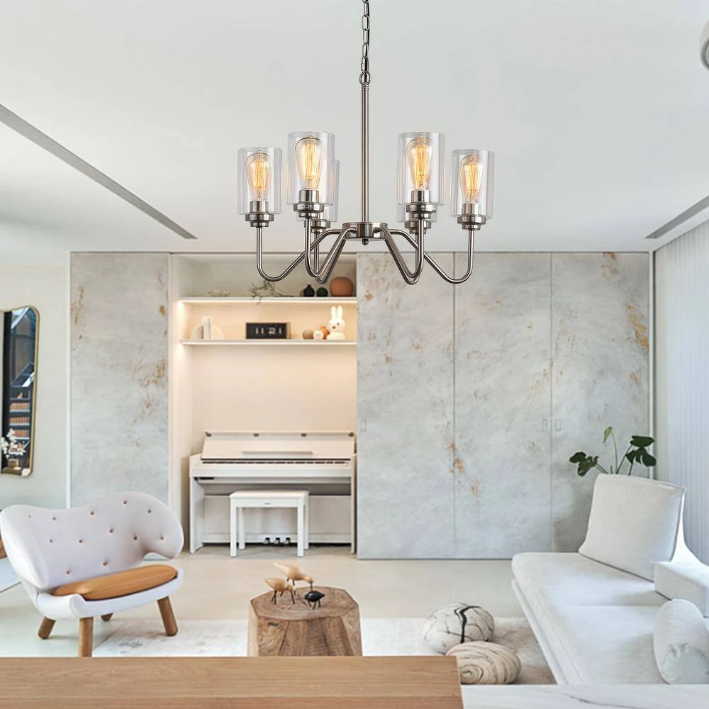 5-Light Silver Sputnik Sphere Chandelier with Shade by Magic Home 4 5-Light Silver Sputnik Sphere Chandelier with Shade by Magic Home - Image 2