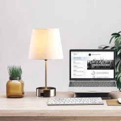 19 in. Brushed Nickel Touch Control Desk Lamp with Charging Outlet and USB Port by Spitzer 10 19 in. Brushed Nickel Touch Control Desk Lamp with Charging Outlet and USB Port by Spitzer -Spitzer Sales Store silver spitzer table lamps 405108 4f 1000