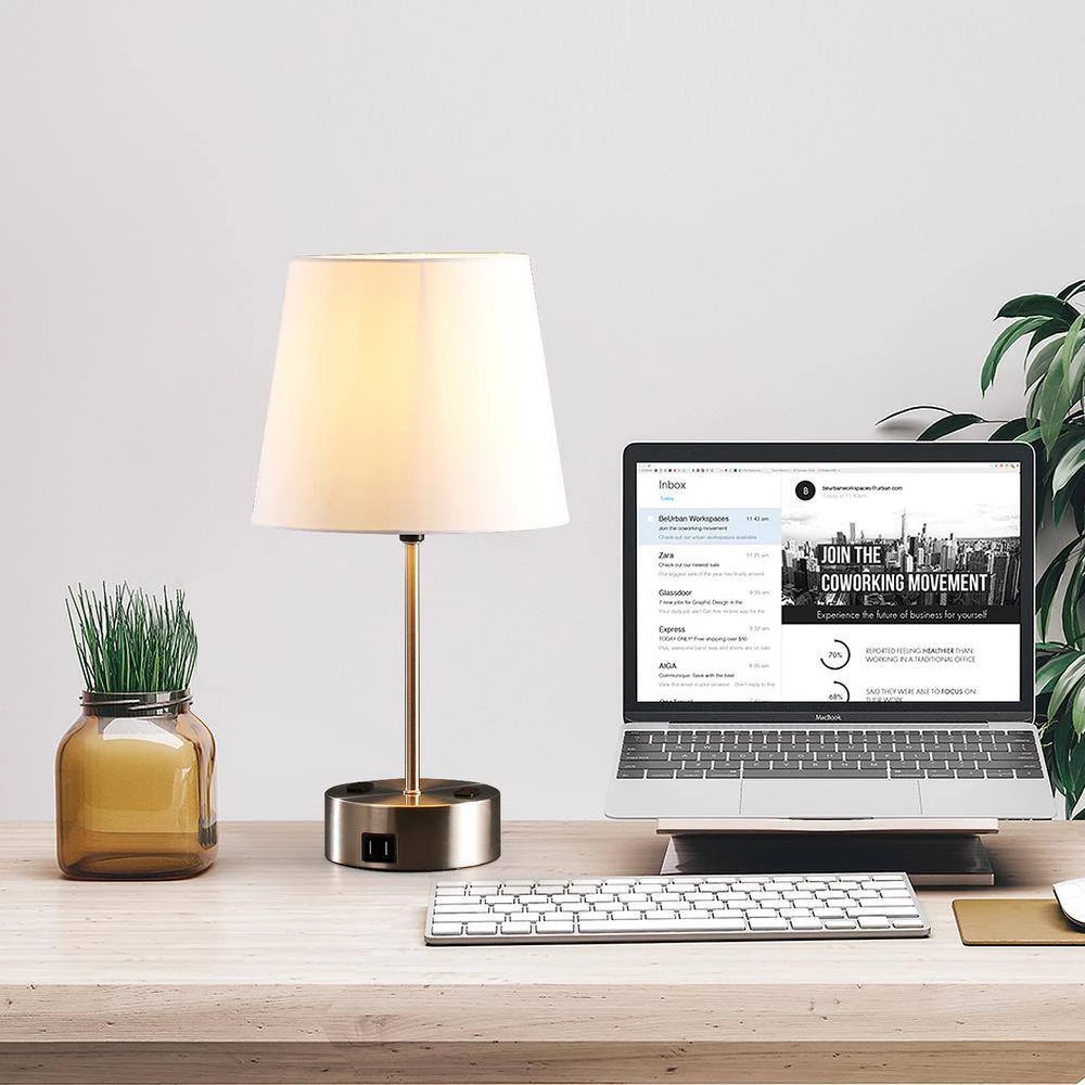 19 in. Brushed Nickel Touch Control Desk Lamp with Charging Outlet and USB Port by Spitzer 6 19 in. Brushed Nickel Touch Control Desk Lamp with Charging Outlet and USB Port by Spitzer - Image 4