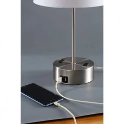19 in. Brushed Nickel Touch Control Desk Lamp with Charging Outlet and USB Port by Spitzer 9 19 in. Brushed Nickel Touch Control Desk Lamp with Charging Outlet and USB Port by Spitzer -Spitzer Sales Store silver spitzer table lamps 405108 c3 1000
