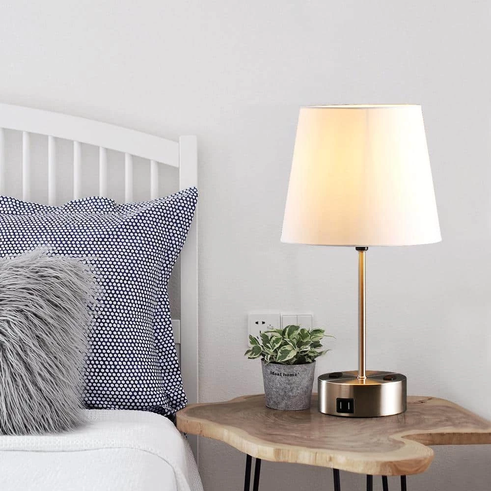 19 in. Brushed Nickel Touch Control Desk Lamp with Charging Outlet and USB Port by Spitzer 4 19 in. Brushed Nickel Touch Control Desk Lamp with Charging Outlet and USB Port by Spitzer - Image 2