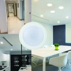 7.5 in. Trim 3000K 40-Watt Equivalence Disk Light J-Box or Recessed Can Mounted (4-Pack) by Spitzer -Spitzer Sales Store spitzer recessed lighting trims 411901 1f 1000