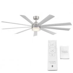 Wynd XL 72 in. 3000K Integrated LED Indoor/Outdoor Stainless Steel Smart Ceiling Fan with Light Kit and Remote by Modern Forms -Spitzer Sales Store stainless steel modern forms ceiling fans with lights fr w2101 72l ss 4f 1000
