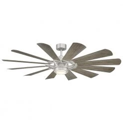 Wyndmill 65 in. 12-Blade Smart Steel Weathered Wood Ceiling Fan 3000K Integrated LED and Remote Control by Modern Forms