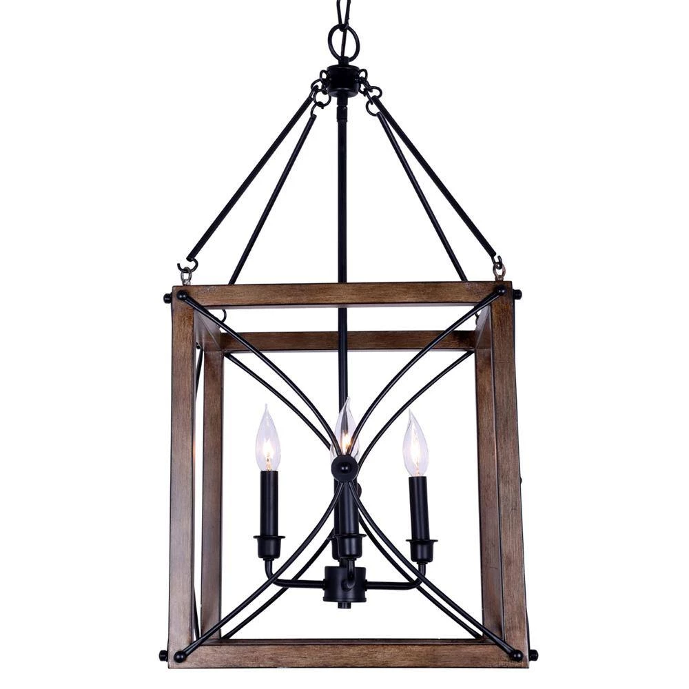 Open Cage 4-Light Painted Wood with Vintage Black Pendant by Cordelia Lighting 9 Open Cage 4-Light Painted Wood with Vintage Black Pendant by Cordelia Lighting - Image 7