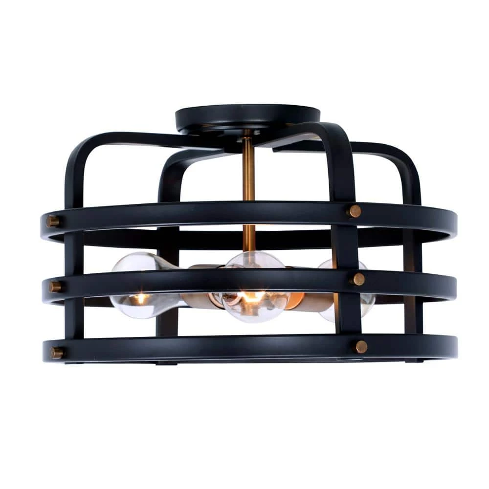 Open Round 15 in. 3-Light Vintage Bronze Semi-Flush Mount by Cordelia Lighting 10 Open Round 15 in. 3-Light Vintage Bronze Semi-Flush Mount by Cordelia Lighting - Image 8