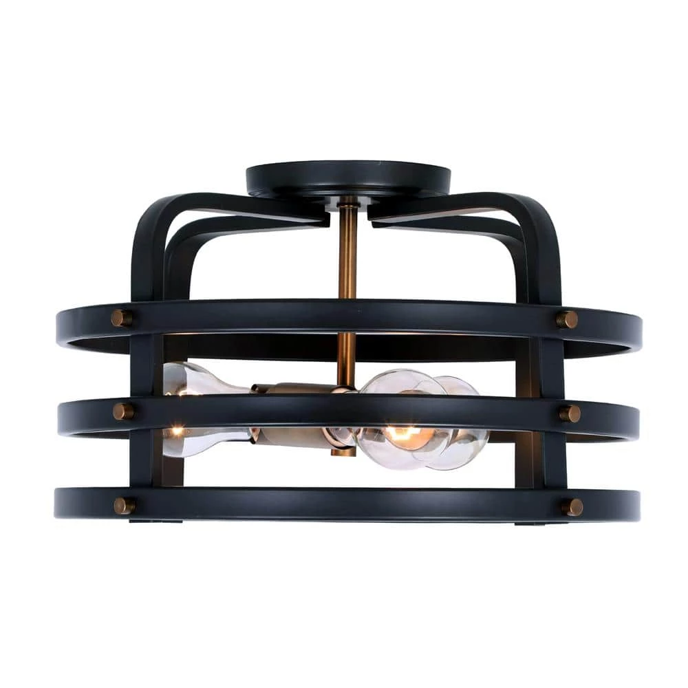 Open Round 15 in. 3-Light Vintage Bronze Semi-Flush Mount by Cordelia Lighting 6 Open Round 15 in. 3-Light Vintage Bronze Semi-Flush Mount by Cordelia Lighting - Image 4