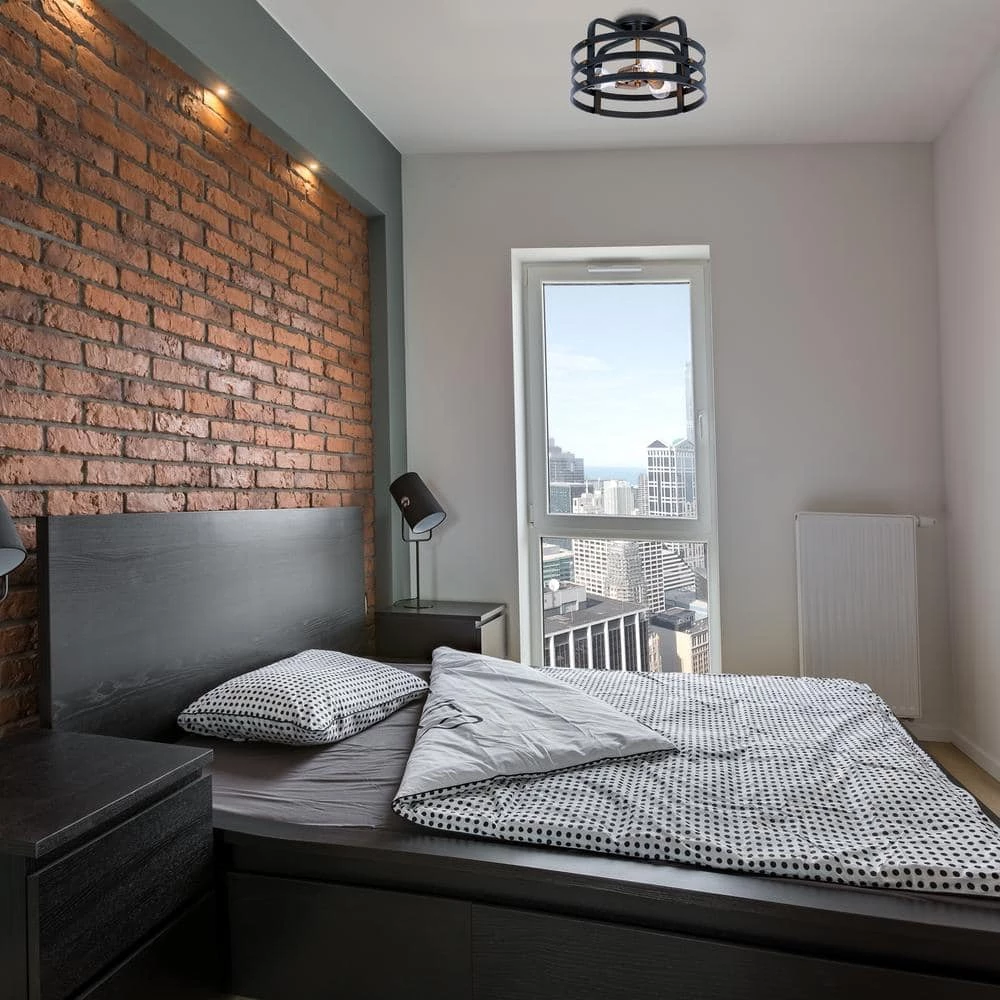 Open Round 15 in. 3-Light Vintage Bronze Semi-Flush Mount by Cordelia Lighting 4 Open Round 15 in. 3-Light Vintage Bronze Semi-Flush Mount by Cordelia Lighting - Image 2