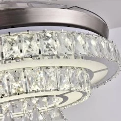 Modern 42 in. Indoor Round Crystal LED Ceiling Fan with Remote Control 3-Color Bright Lighting by Magic Home 21 Modern 42 in. Indoor Round Crystal LED Ceiling Fan with Remote Control 3-Color Bright Lighting by Magic Home -Spitzer Sales Store white magic home ceiling fans with lights mh 44 8011 1f 1000