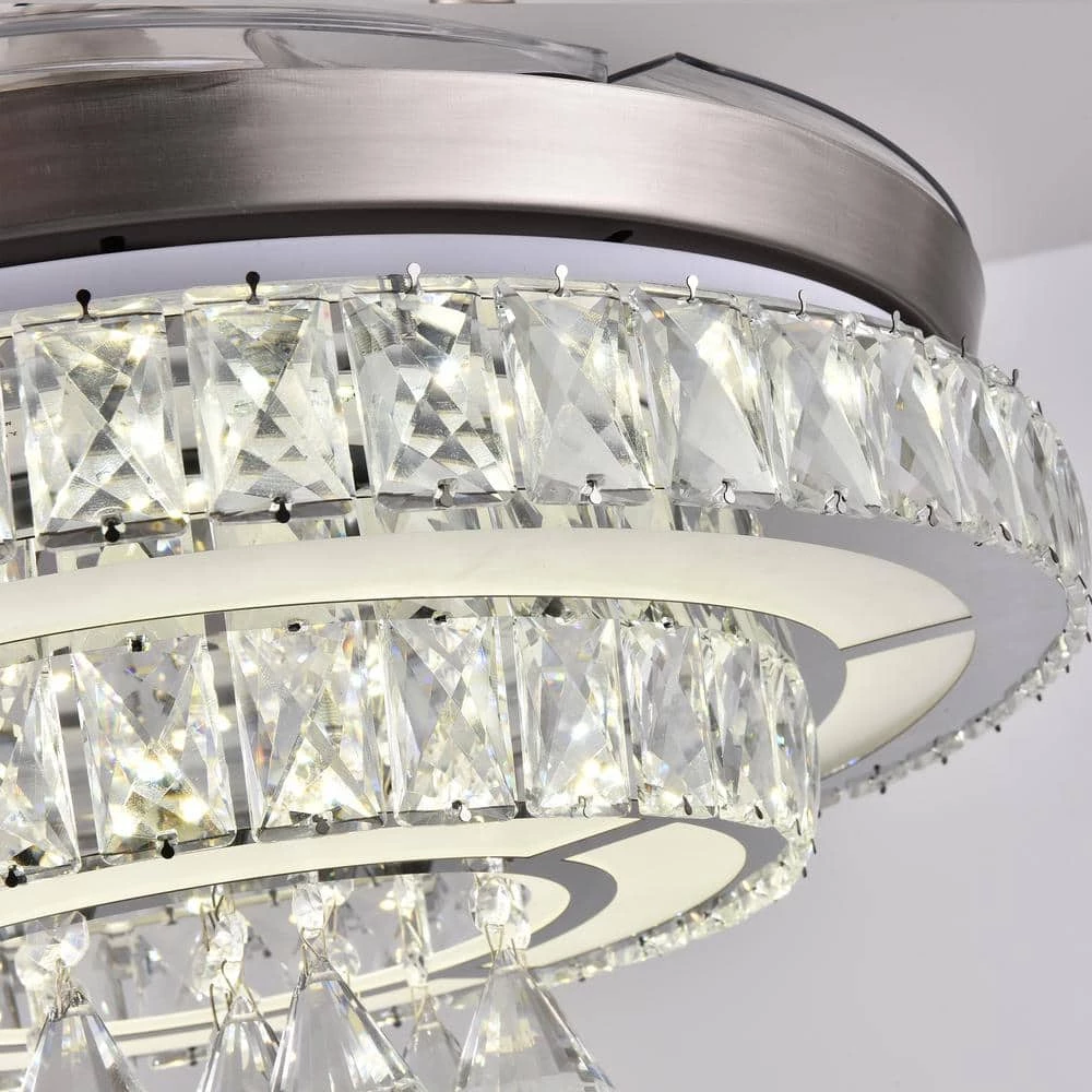 Modern 42 in. Indoor Round Crystal LED Ceiling Fan with Remote Control 3-Color Bright Lighting by Magic Home 10 Modern 42 in. Indoor Round Crystal LED Ceiling Fan with Remote Control 3-Color Bright Lighting by Magic Home - Image 8