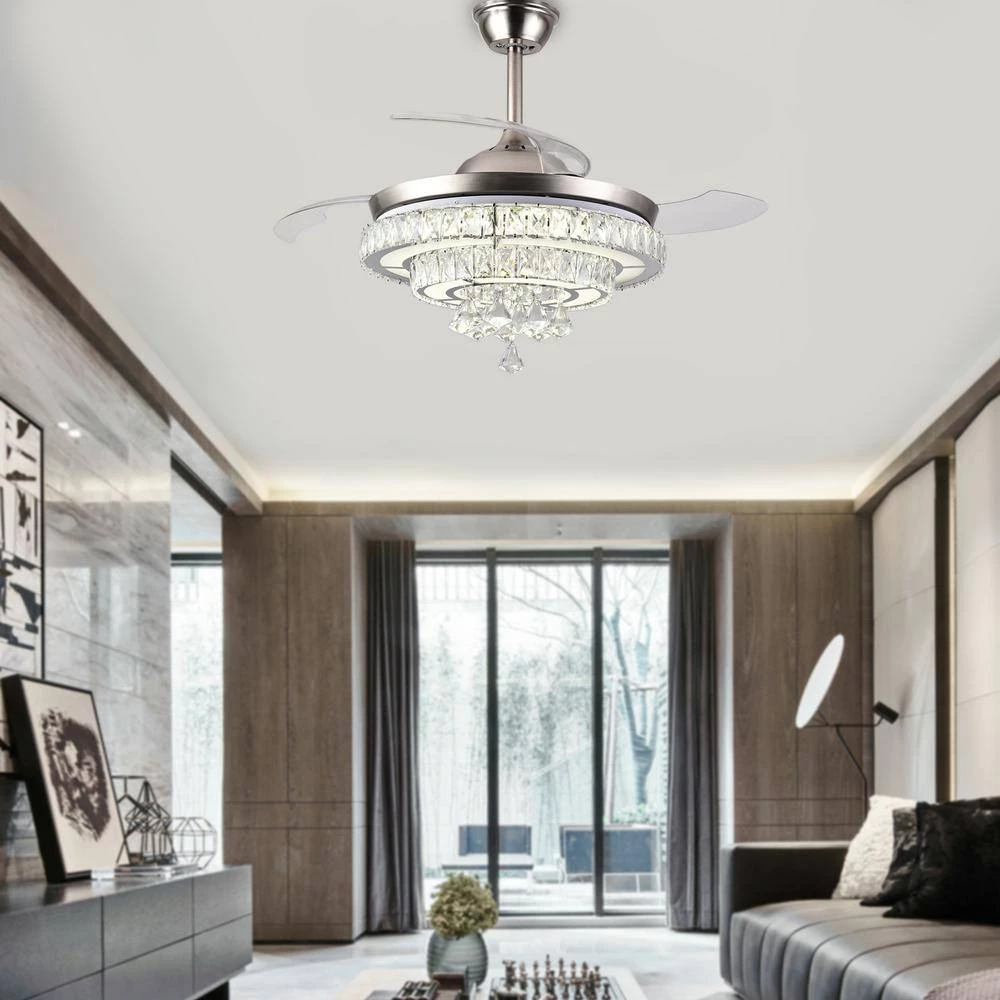 Modern 42 in. Indoor Round Crystal LED Ceiling Fan with Remote Control 3-Color Bright Lighting by Magic Home 14 Modern 42 in. Indoor Round Crystal LED Ceiling Fan with Remote Control 3-Color Bright Lighting by Magic Home - Image 12