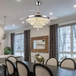 Modern 42 in. Indoor Round Crystal LED Ceiling Fan with Remote Control 3-Color Bright Lighting by Magic Home 16 Modern 42 in. Indoor Round Crystal LED Ceiling Fan with Remote Control 3-Color Bright Lighting by Magic Home -Spitzer Sales Store white magic home ceiling fans with lights mh 44 8011 40 1000