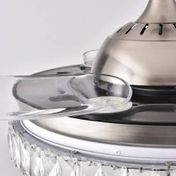 Modern 42 in. Indoor Round Crystal LED Ceiling Fan with Remote Control 3-Color Bright Lighting by Magic Home 20 Modern 42 in. Indoor Round Crystal LED Ceiling Fan with Remote Control 3-Color Bright Lighting by Magic Home -Spitzer Sales Store white magic home ceiling fans with lights mh 44 8011 4f 1000